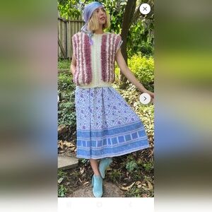 Vintage Roberto Orsini Striped Knit Vest in Cream and Mauve Size M